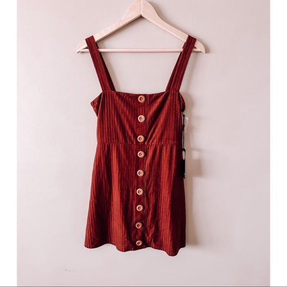 privacy please ribbed button front mini dress - Picture 5 of 9